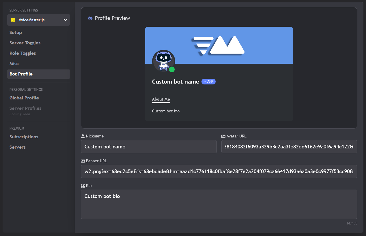 Bot Profile Customization